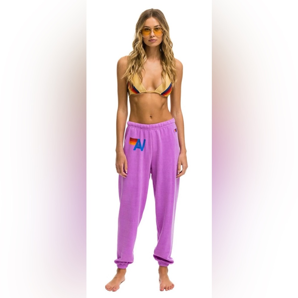 Aviator Nation LOGO SWEATPANTS - NEON PURPLE